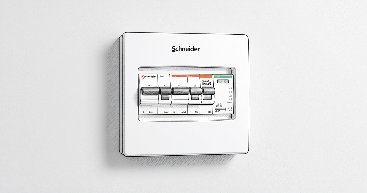 Tableau électrique Schneider Resi9 installé dans une maison moderne, vue esthétique