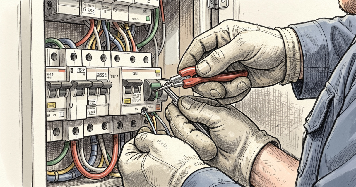 Installation électrique conforme par un électricien professionnel dans un tableau de répartition