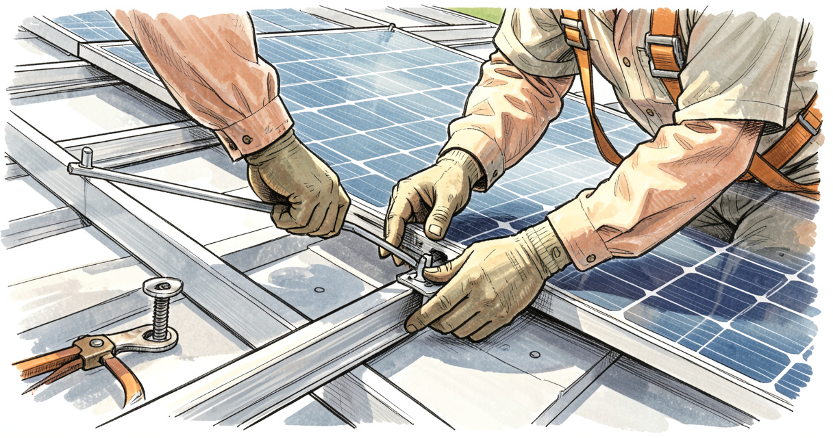 fixation de panneaux photovoltaïques sur toiture métallique par un professionnel RGE