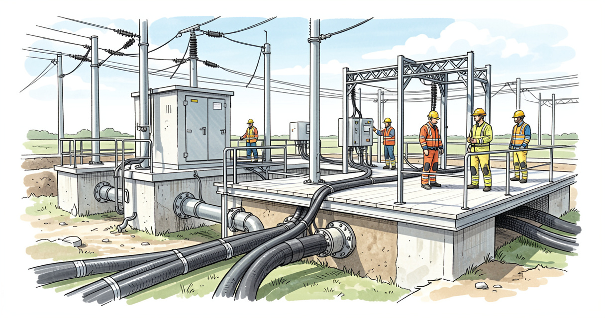 Plateforme pédagogique du CFCTP avec réseaux souterrains et apprentis en formation