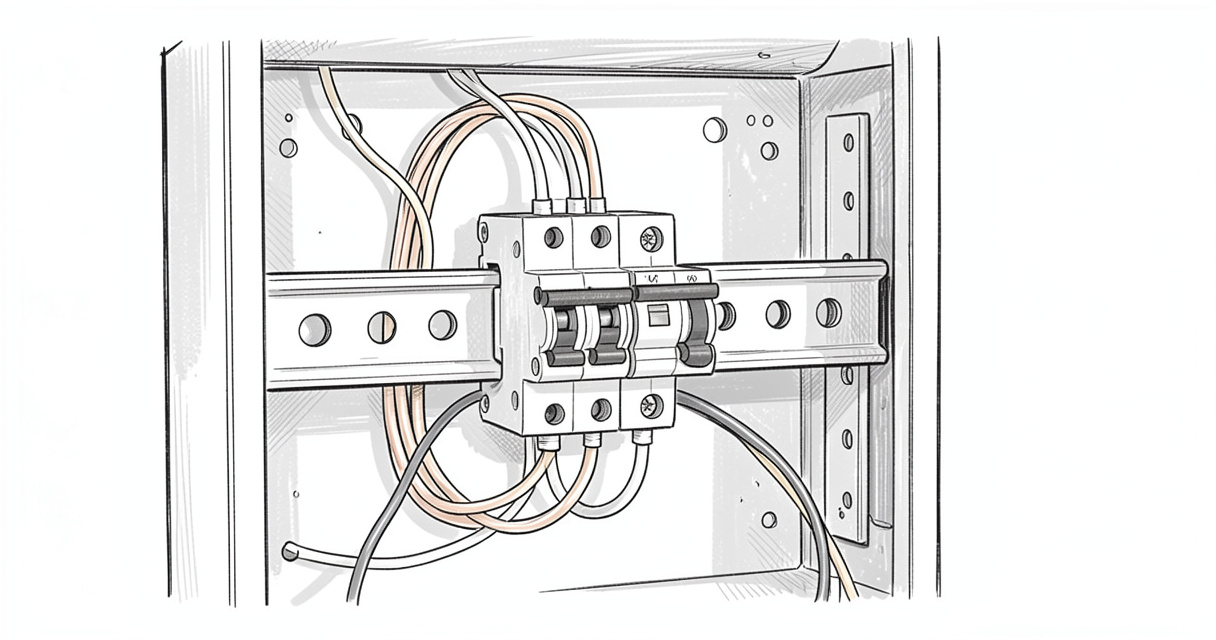 Installation d'une prise modulaire sur rail DIN dans un tableau électrique neuf
