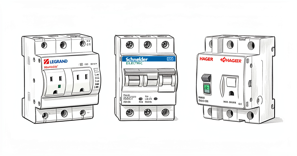 Comparaison de prises modulaires Legrand, Schneider et Hager pour tableau électrique
