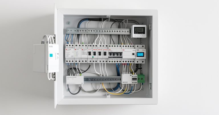 Tableau électrique modulaire d'une maison connectée avec automatisation domotique et bus KNX