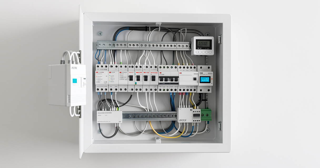 Tableau électrique modulaire d'une maison connectée avec automatisation domotique et bus KNX