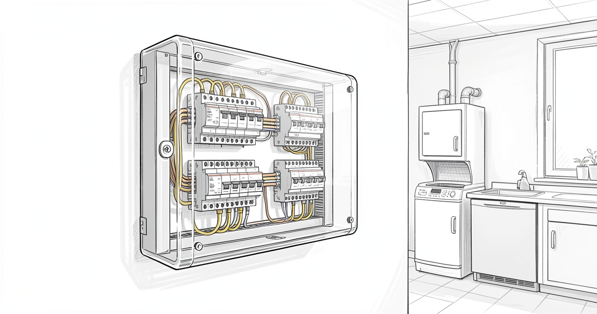 Tableau électrique 3 rangées avec modules et GTL en chantier - prix tableau électrique