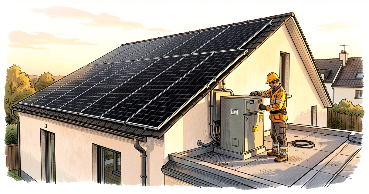 Installation de panneau solaire chinois Tier 1 sur toiture par un technicien RGE